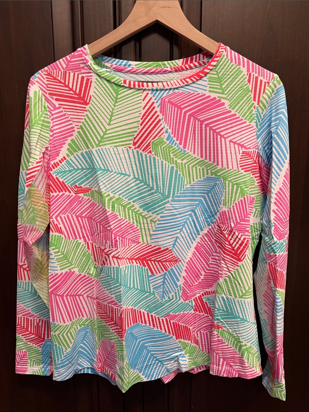 IBKUL Leaf-Print Long Sleeve Tee